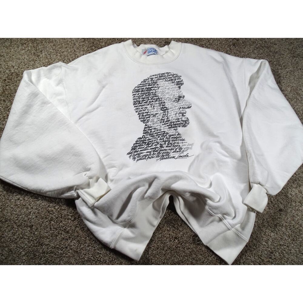 Vintage Abraham Lincoln Gettysburg Address Sweatshirt Jerzees USA L